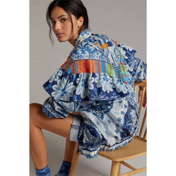 FARM Rio Jackets & Blazers - Farm Rio Blue Palms Windbreaker Jacket